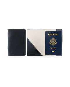 Glasgow Passport Case - Black Florentine Leather